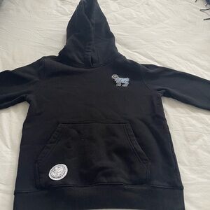 Black Kids Hoodie with Embroidered Design